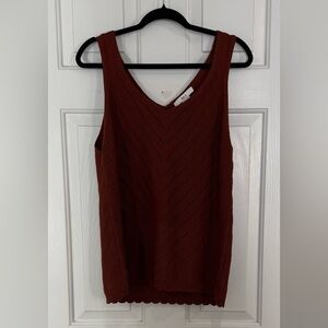 Isela Sleeveless Knit V-Neck Sweater Vest - Deep Brick Red Size XL